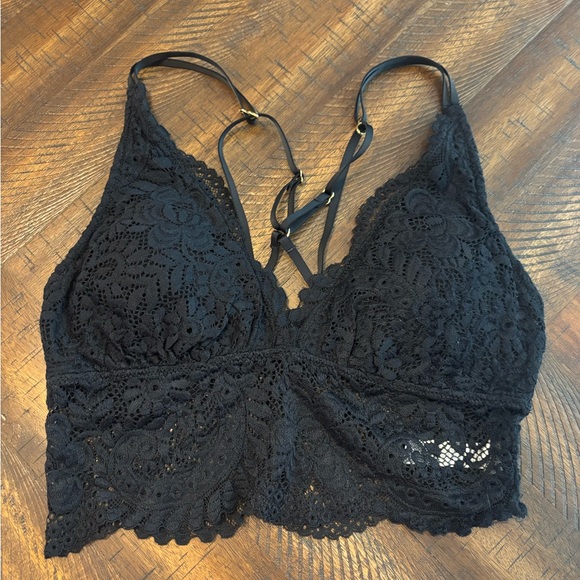 Aerie Black Lace Strappy Bralette S - Picture 2 of 4